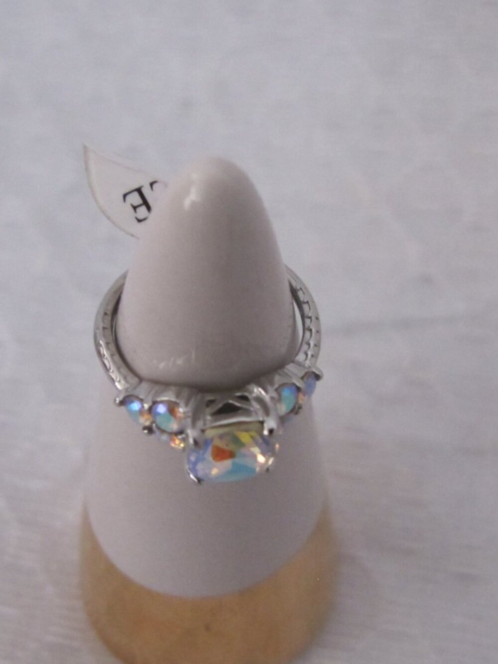Silver-tone Stone Accent Ring